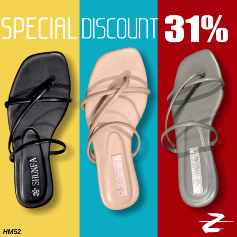 Sandal Sendal Teplek Cantik Korea Wanita Remaja Ibu Cewek Perempuan Cewe Kekinian Murah Terbaru HM52