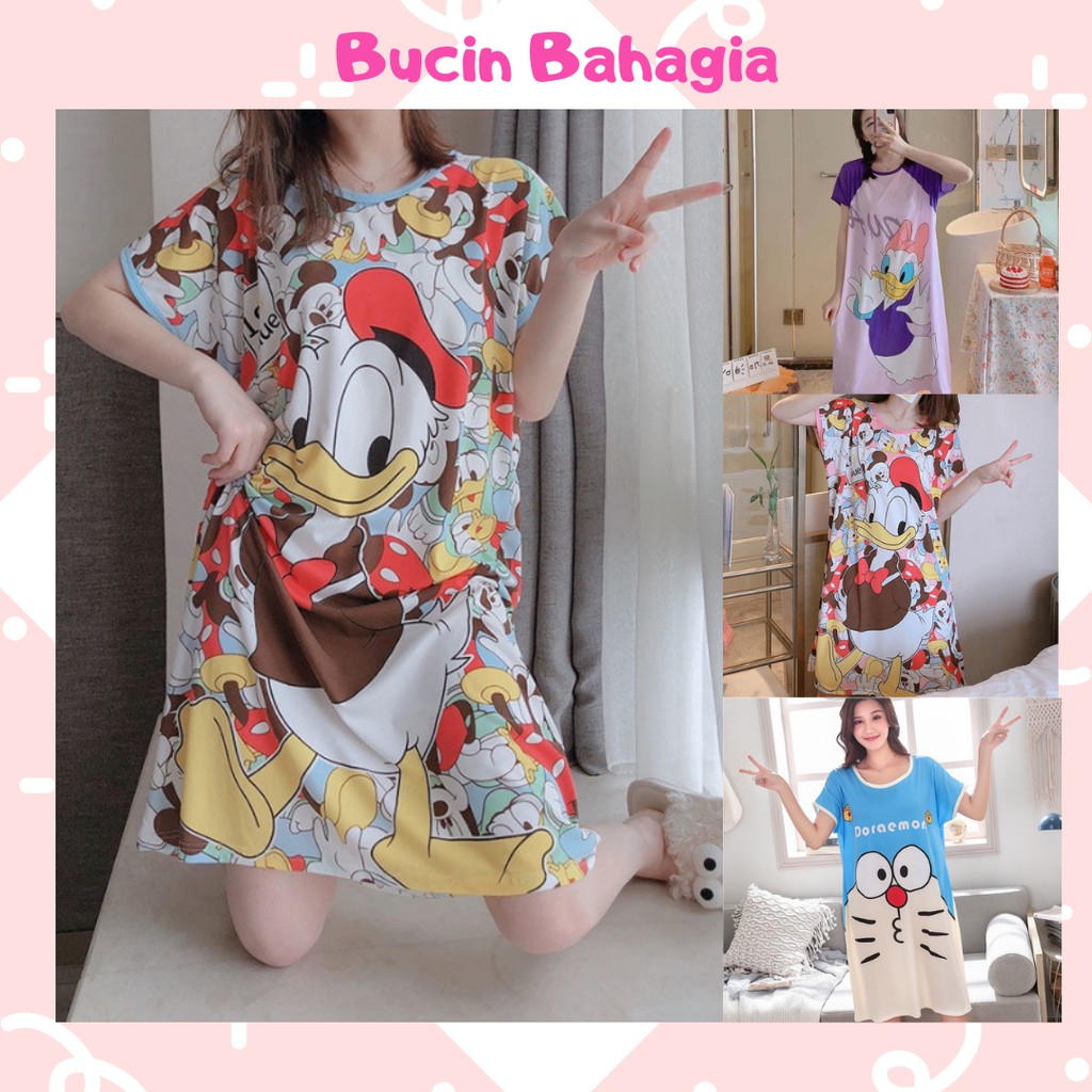 Piayama Wanita Baju Tidur Wanita Daster Motif Kartun BT07