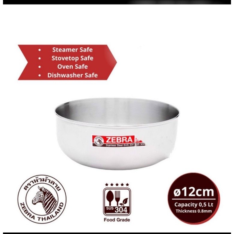 Mangkok Stainless Zebra 12cm 16cm / Water Bowl