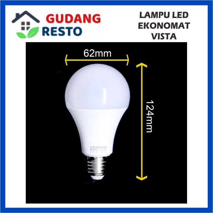 15W LAMPU EKONOMAT VISTA BOHLAM LED 15 W WATT 1350LM PUTIH 7000K BULB BOLA LAMPU TERANG MURAH