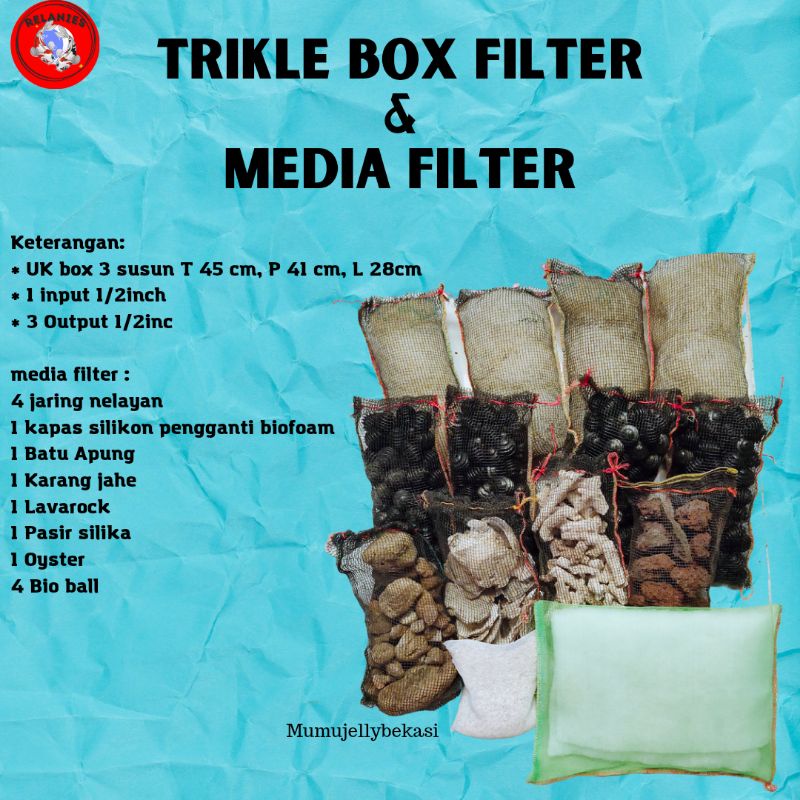 TRICKLE FILTER KOLAM IKAN KOI BOX FILTER KOLAM IKAN KOI dengan MEDIA FILTER