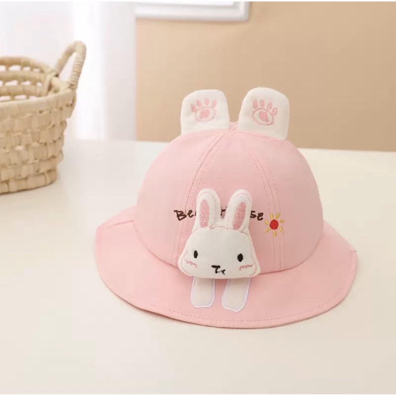 Topi Bucket Anak Bayi Balita Unisex Model Boneka Bear Hoase-Rabbit
