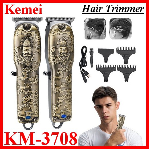 KEMEI KM 3705 3708 ORIGINAL Hair Clipper Cordless Metal Emboss Body KM3705 KM3708 KM 3708