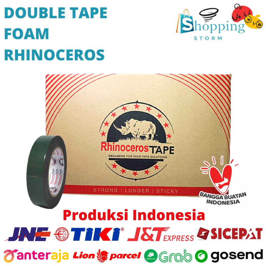 

Double Tape Busa Foam Hijau RHINOCEROS Tape 24mm x 5m @108Pcs/Dus