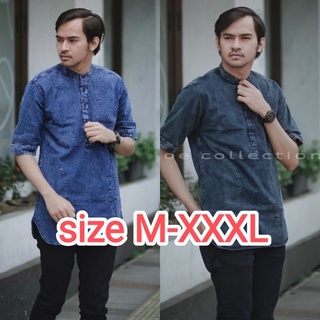 Kurta Jeans Pria Jumbo Big Size M-Xxxl koko levis pakistan lengan 3/4 yang  lagi hits baru terlaris mewah menawan original quality kuwalitas distro fashion M-4L (4xl)