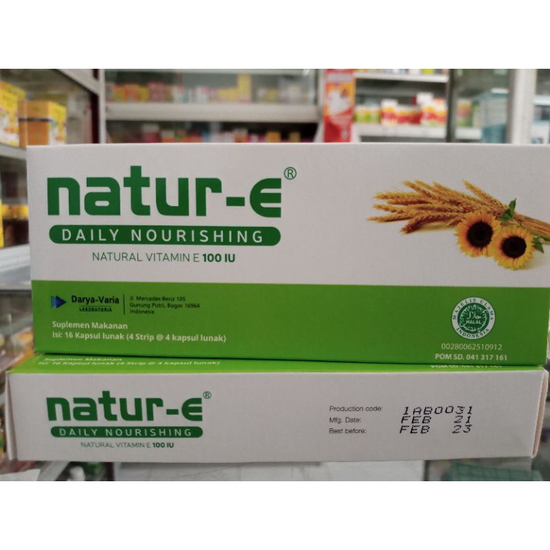 Natur-E Isi 16 Kapsul | 4 Strip @4 Kapsul | Natural Vit E 100 IU - ED 05/2024