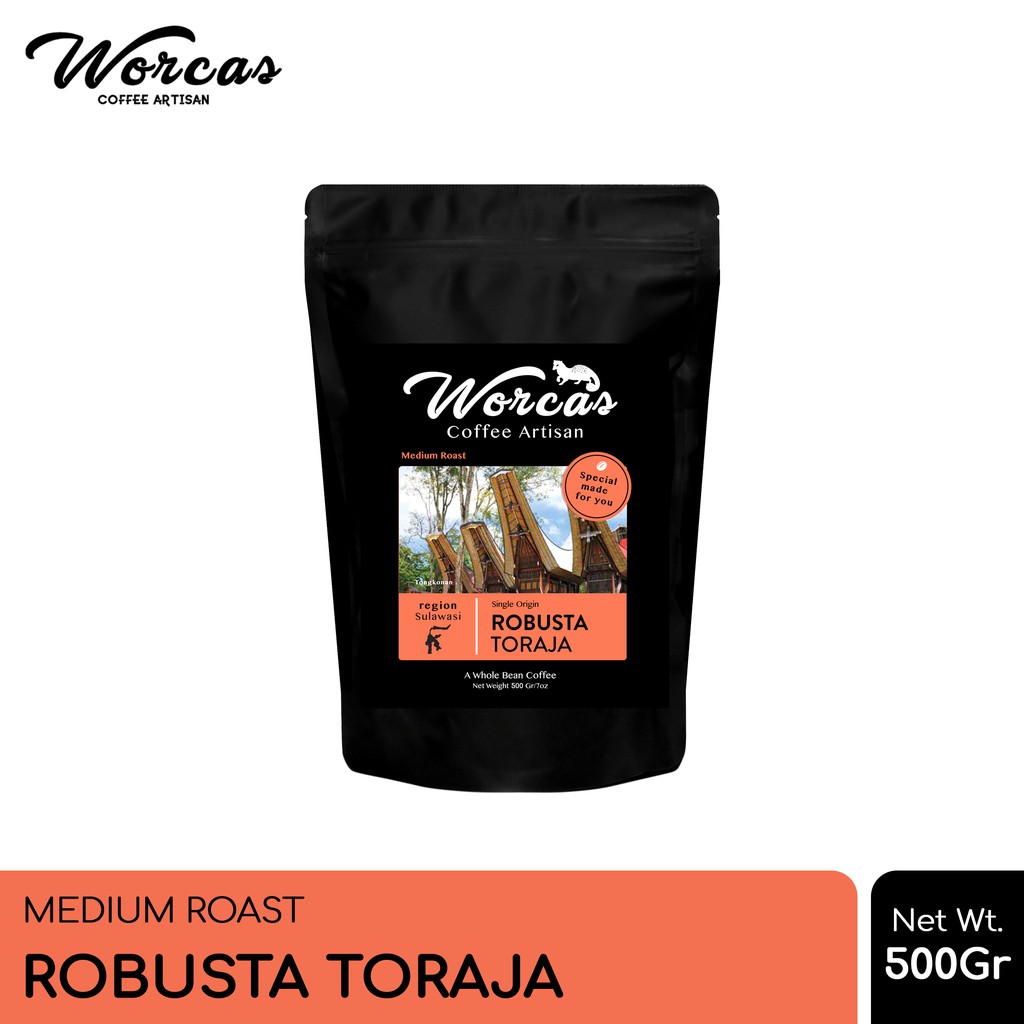 

WORCAS Kopi Robusta Toraja 500 Gram - Medium Roast