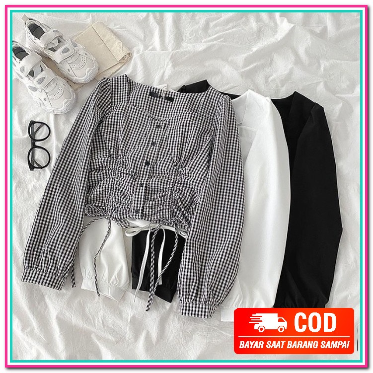 Kemeja Cewek Kekinian Terbaru 2021 Fashion Cod Atasan Wanit Ii935 FK764 Baju Atasan Wanita Ala Kor