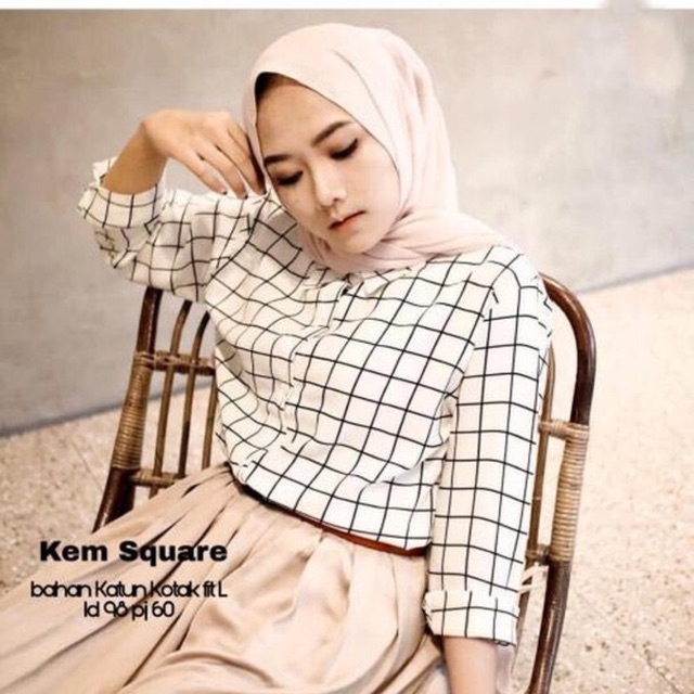 (2wrna) Ms Kem Square pUtih / Kemeja wanita kekinian murah