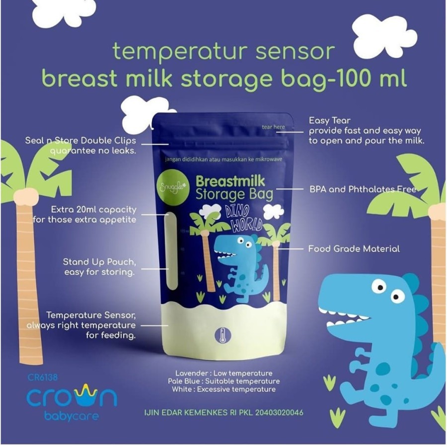 CR 6138 Crown Baby Breast Milk Storage / Kantong ASI Steril 100ml Sekali Pakai