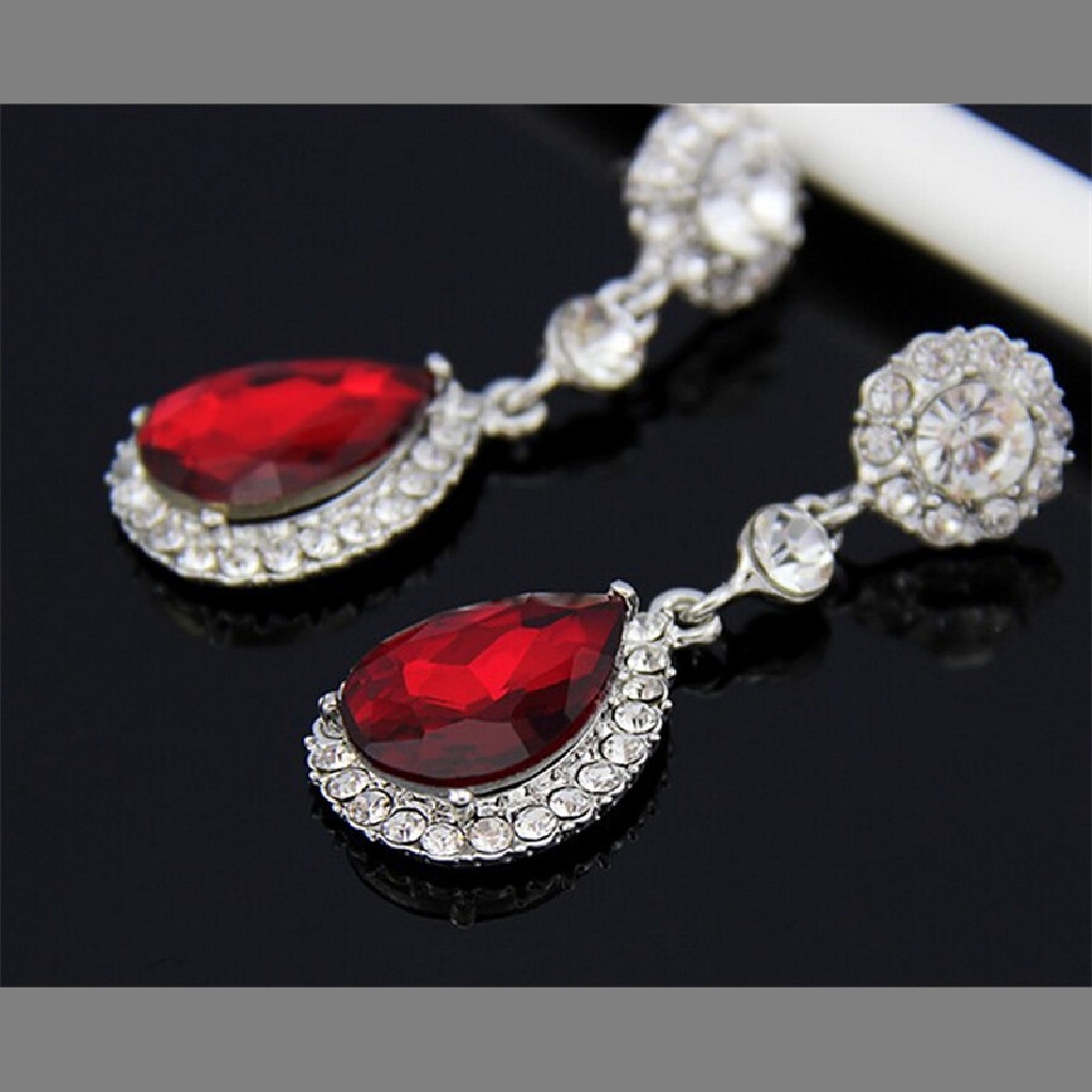 (AdornmentNo1) Anting Tusuk Gantung Desain Tetesan Air Hias Kristal / Berlian Imitasi Untuk Wanita