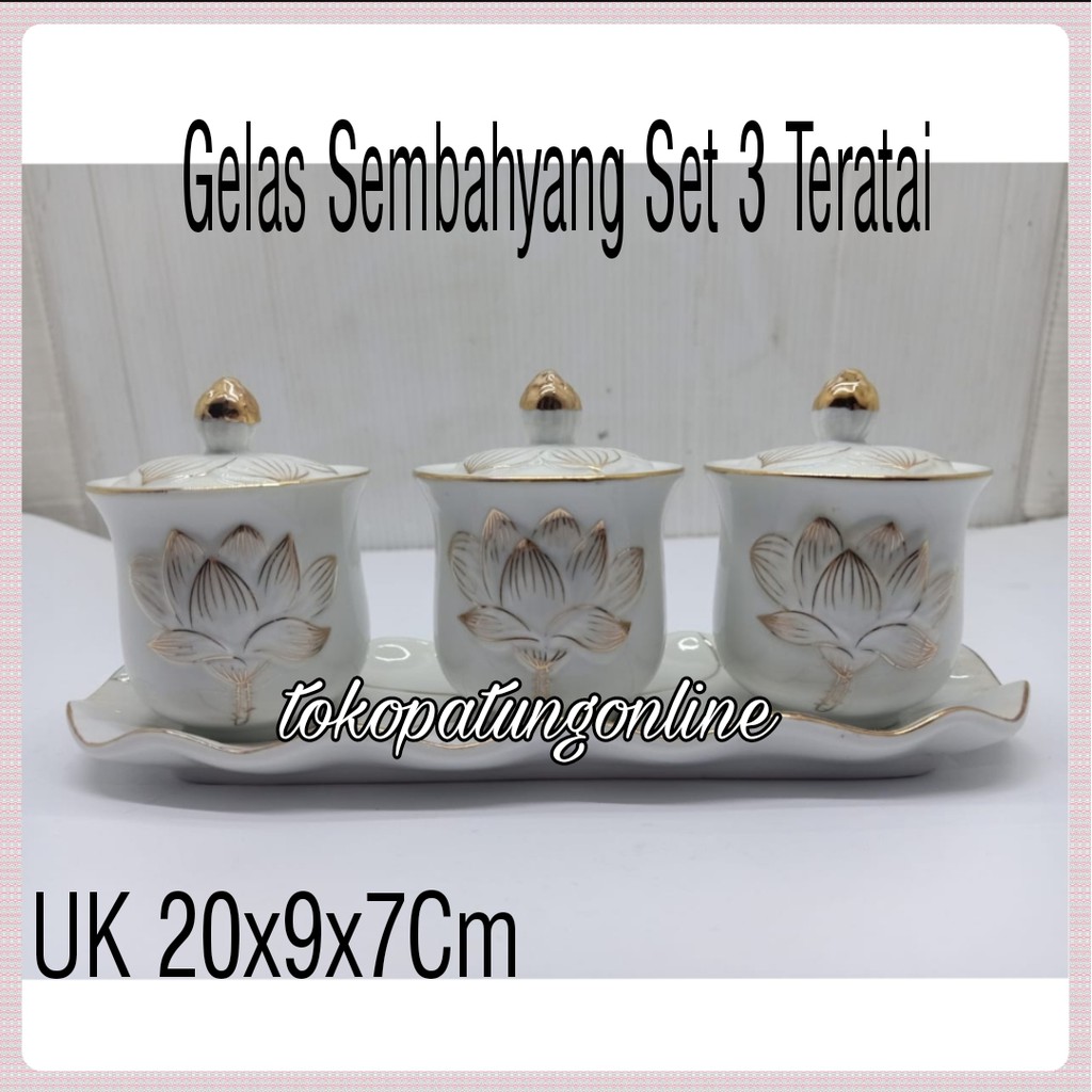 Gelas Sembahyang teratai Set 3 Putih