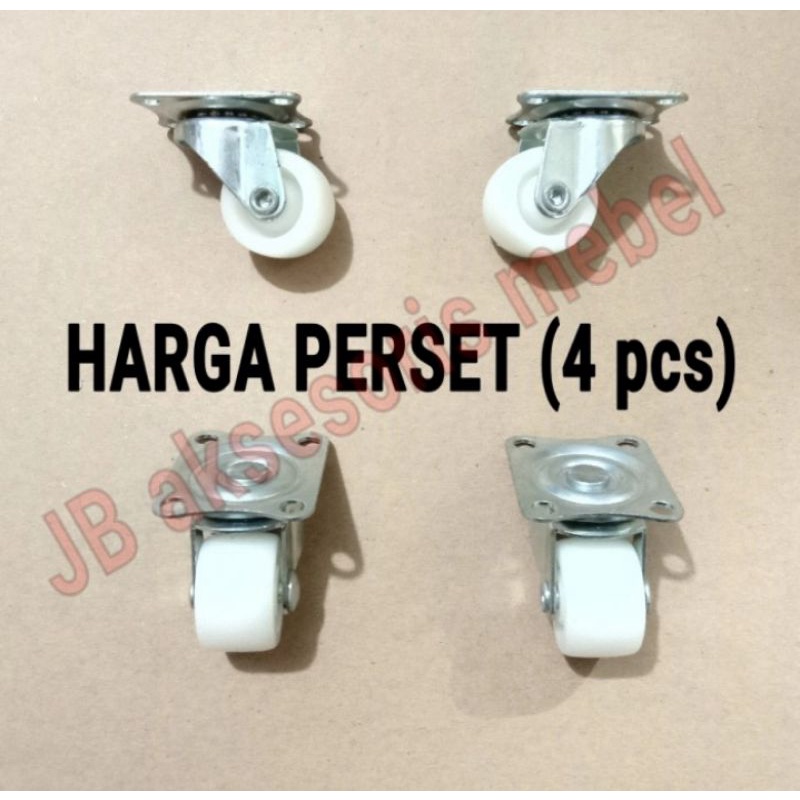 Roda Koper Nylon putih 1" (25 mm) / Roda Castor Caster Nilon kecil 4bj