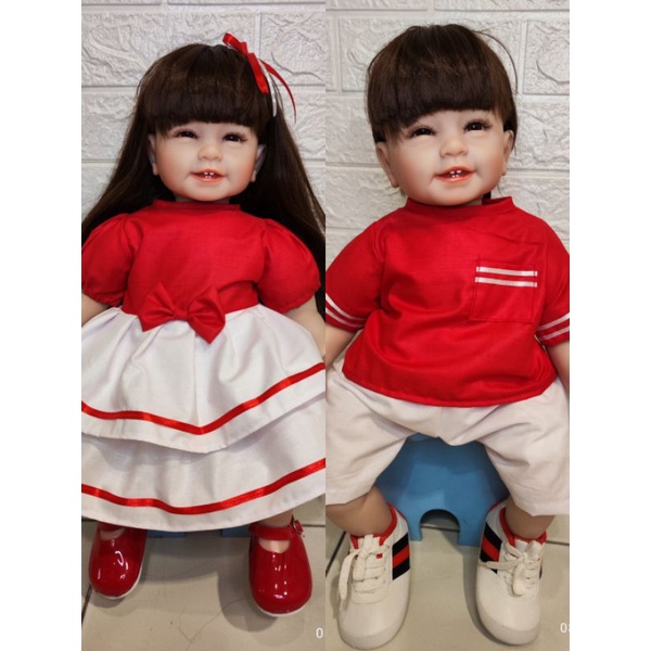 merdeka dress boneka reborn 22-24 inch (hanya baju)