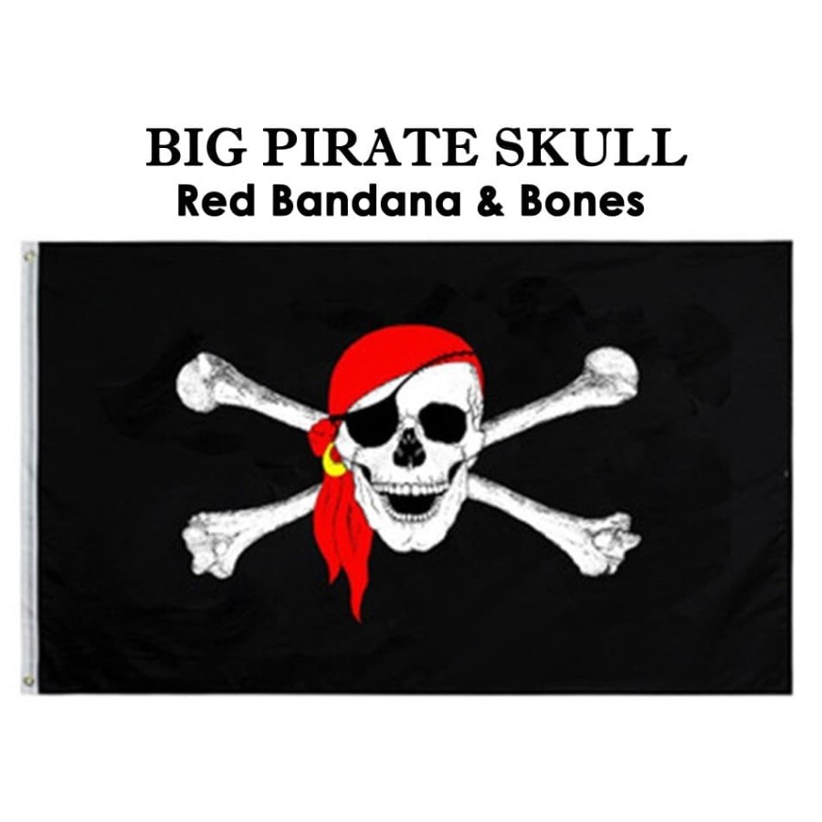 bendera tengkorak bajak laut / pirate skull jolly roger ukuran besar