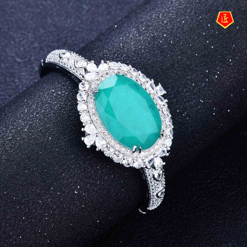 [Ready Stock]Luxury High Carbon Diamond Natural Paraiba Bracelet