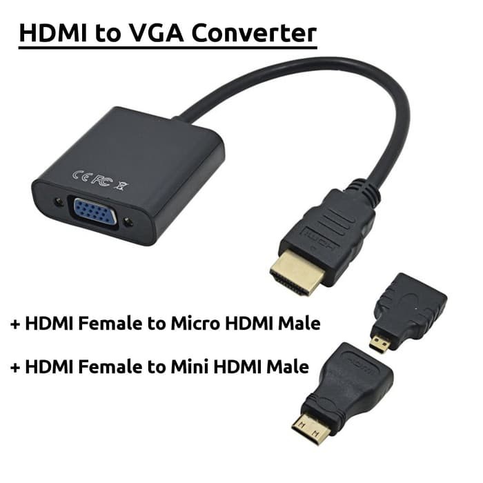 HDMI to VGA + HDMI Female to Micro HDMI + HDMI Female to Mini HDMI