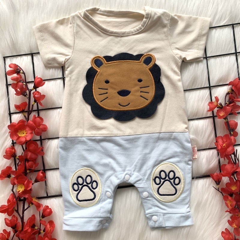 Baju romper pendek bayi lakilaki cowok babyboy lucu bordir murah pergi santai bestseller -lio