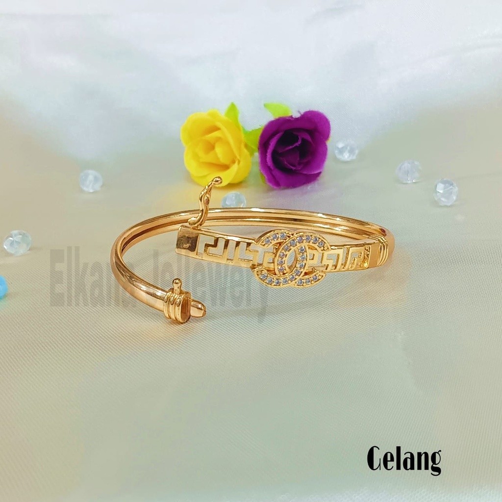 SET LOGO BANGLE MENAWAN PERHIASAN ANTI KARAT&amp;ANTI LUNTUR