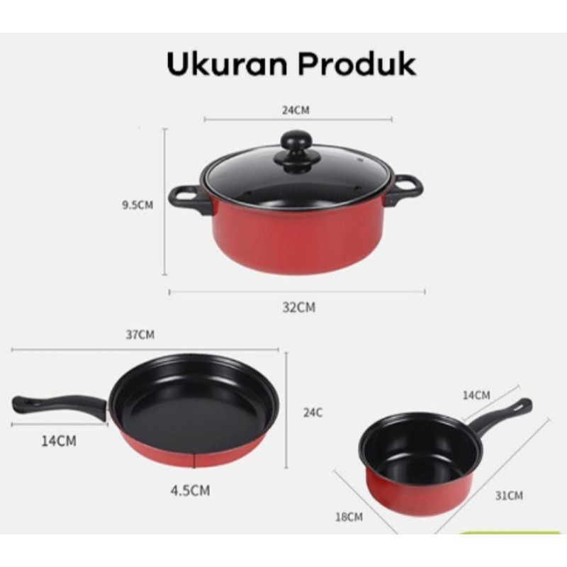 [COD] PANCI TEFLON GOLDEN RED 3IN1 - PANCI SET TUTUP KACA MISTER ORDER