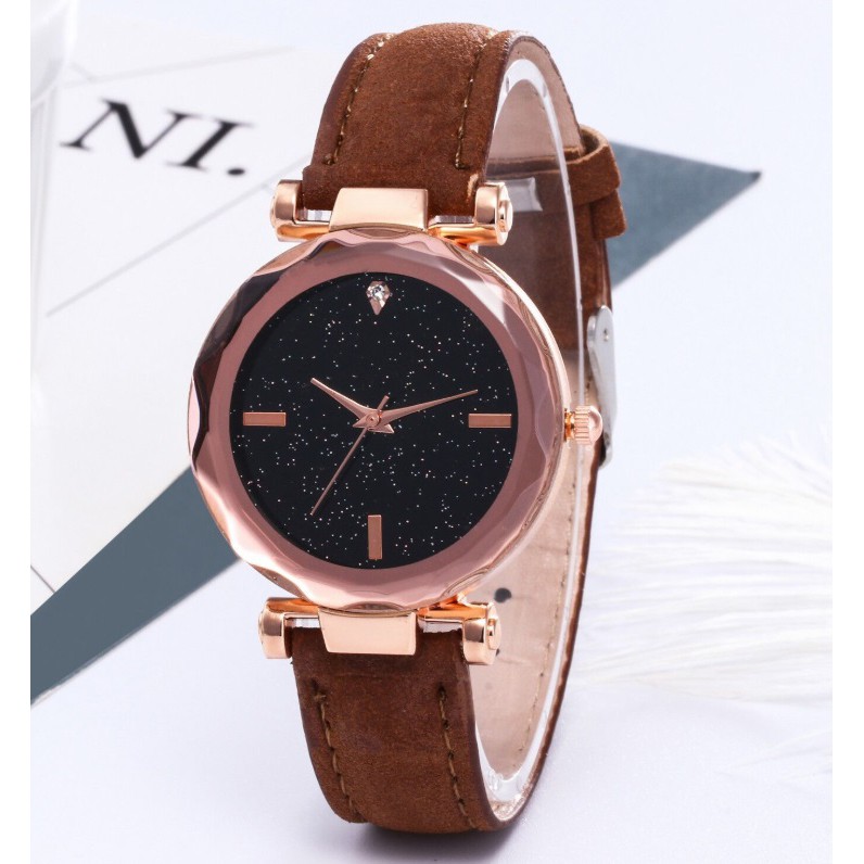 Jam Tangan Kulit Fashion Starry KULIT Women's Watches Watch Faux Leather Korea Style Women Watch