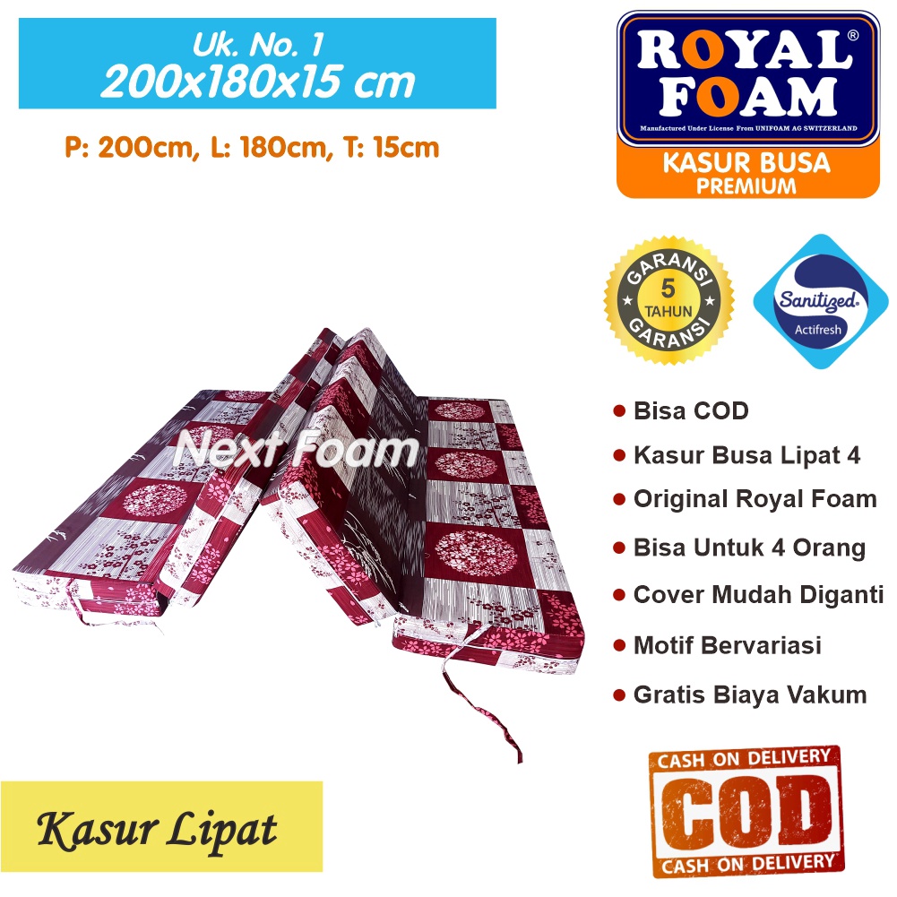 Kasur Busa Lipat Royal Foam Ukuran No 1 200x180x15 cm Tebal 15 cm D16 ORIGINAL Garansi 10 Tahun