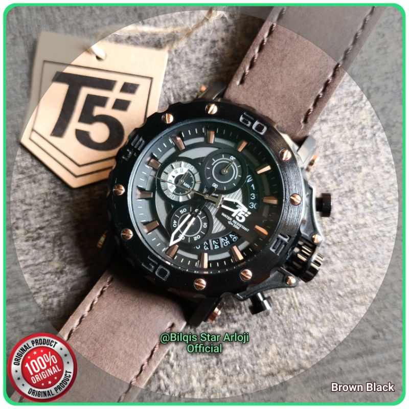 Jam Tangan T5 Model Ac 9205 Collection Tali Kulit Original 100%