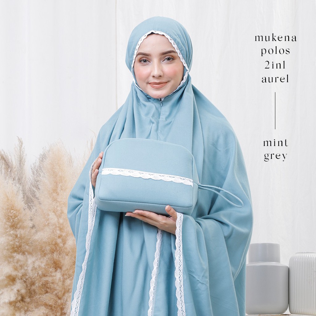 pusat mukena indonesia   mukena dewasa rayon polos 2in1 aurel