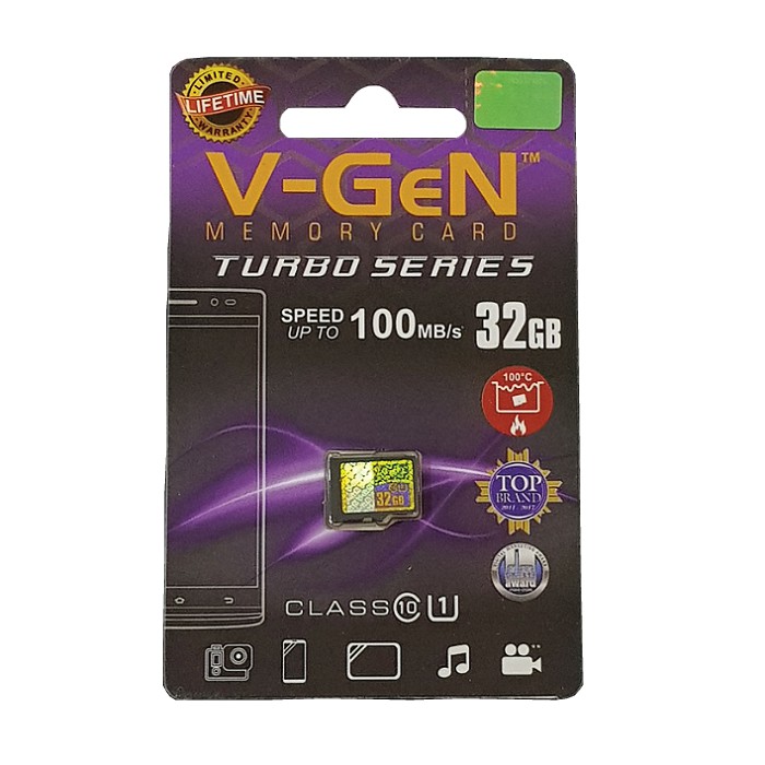 MicroSD V-GeN Turbo 32GB Class 10 Micro SD VGEN Memory HP 32 GB