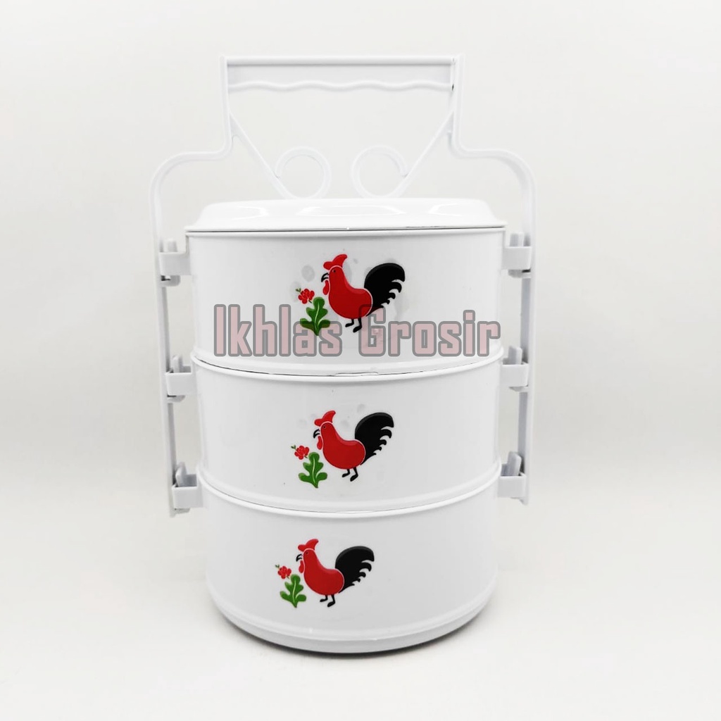 Rantang Plastik Ayam Jago Susun 3/Set Rantang Ayam Jago/Rantang Susun 3