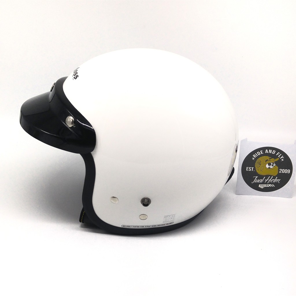 Helm Cargloss Retro CFM White Glossy | Putih Glossy | Super Whity White | Helm Classic | JUALHELM