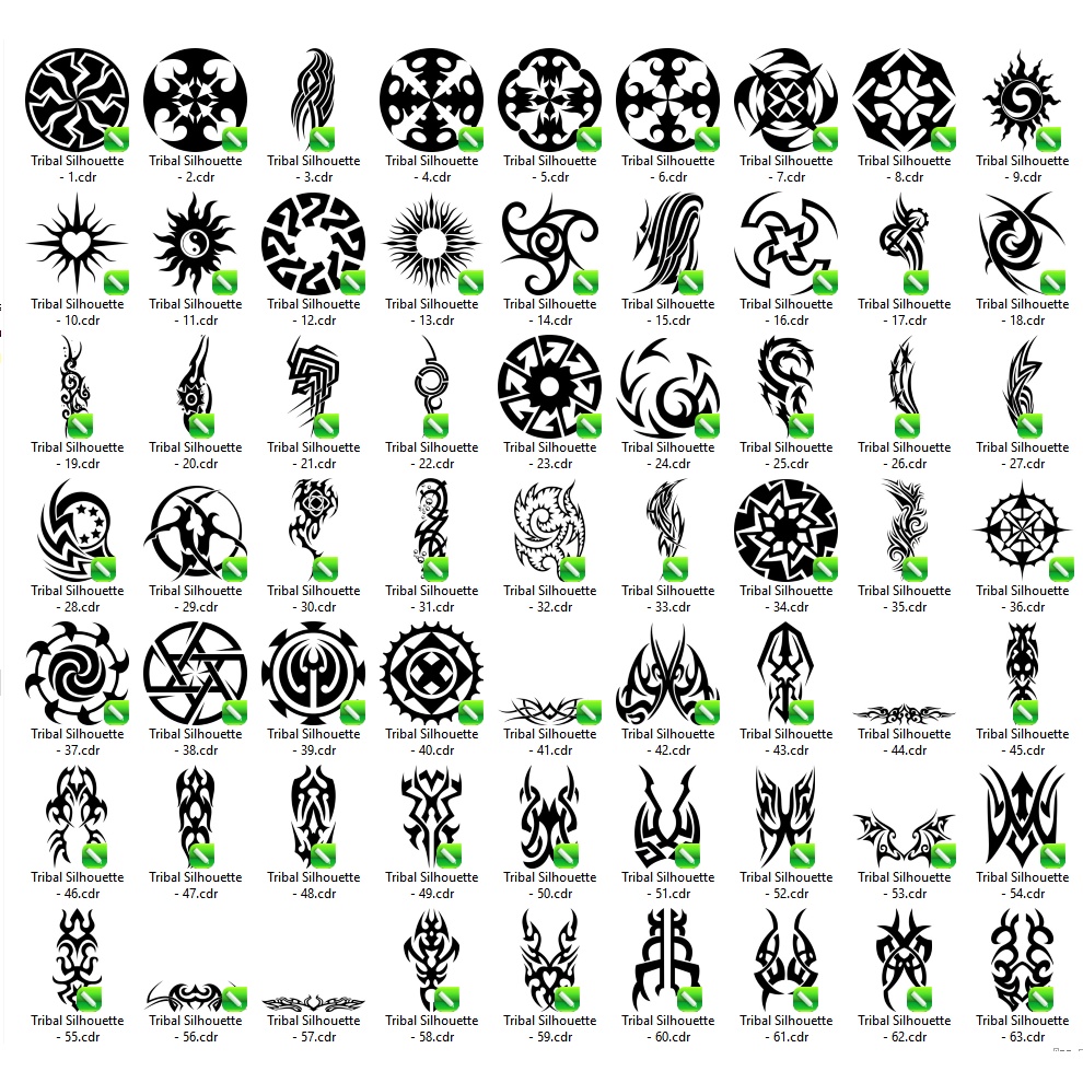 640 Tribal Silhouette Vector Set - Coreldraw