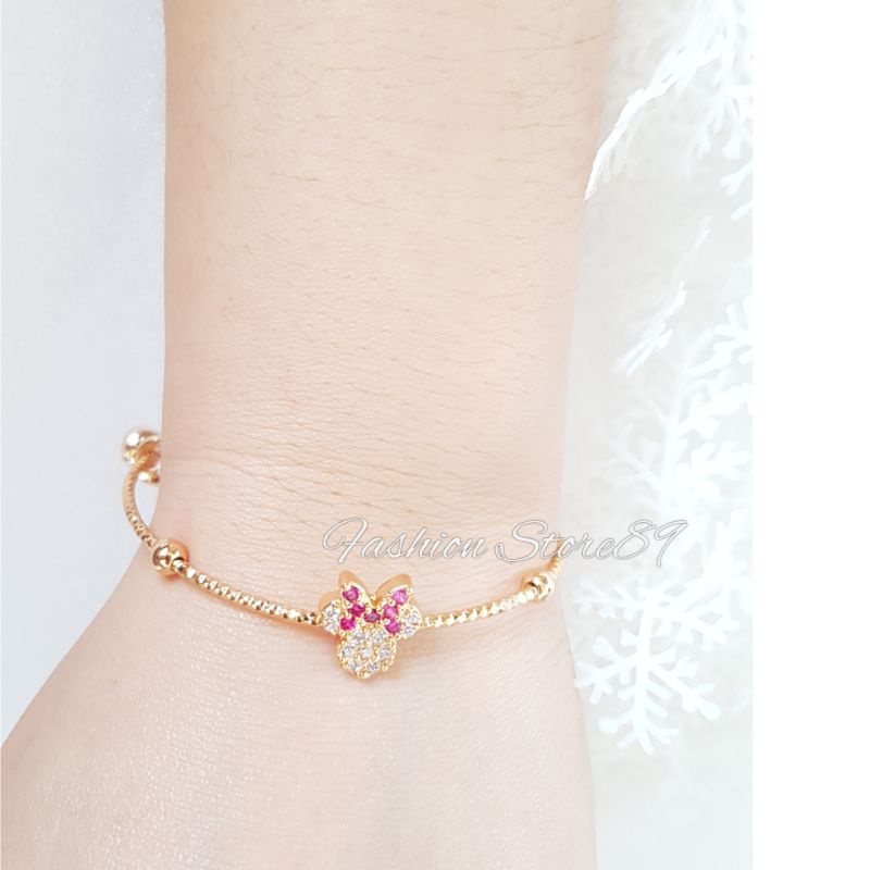 Gelang Bangle Mickey Minnie Impor Xuping Yaxiya Perhiasan lapis emas 18k