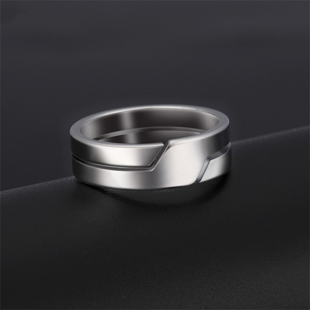 Cincin Jari Geometris Bahan Logam Warna Hitam Silver Gaya Korea Klasik