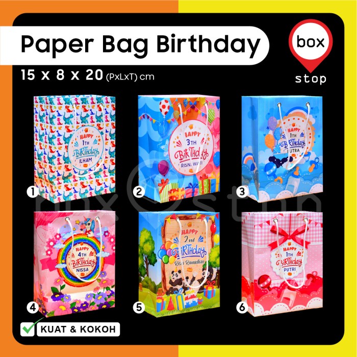

Paper Bag Ulang Tahun - Tas Kertas ULTAH - Goodie Bag ULTAH - 15x8x20 (10 pcs)