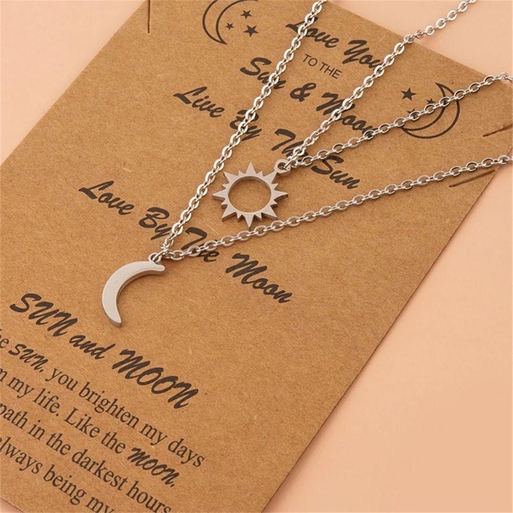 Top Moon Sun Necklace Hadiah Wanita Pria Kalung Klavikula Hari Valentine