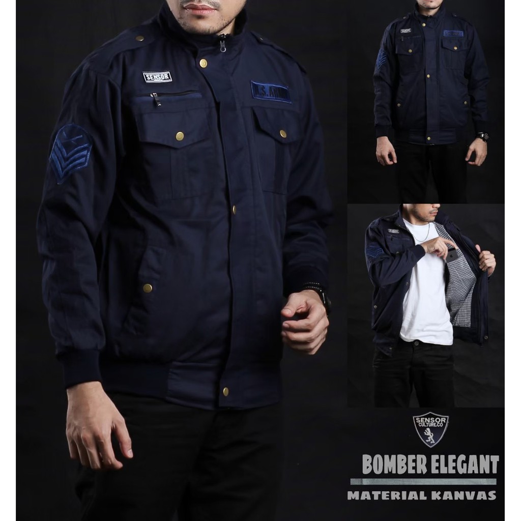 JAKET BOMBER ELEGANT TERSEDIA 3 WARNA HIJAU NAVY HITAM