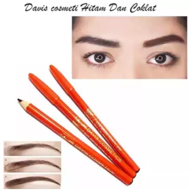 COD - Pensil Alis DAVIS Coklat dan Hitam BPOM ORIGINAL 100% / Pensil Alis Anti Air dan Tahan Lama DAVIS Orange Murah / Drawing Eyebrow Pencil Waterproof Kosmetik Wanita Make Up TERLARIS