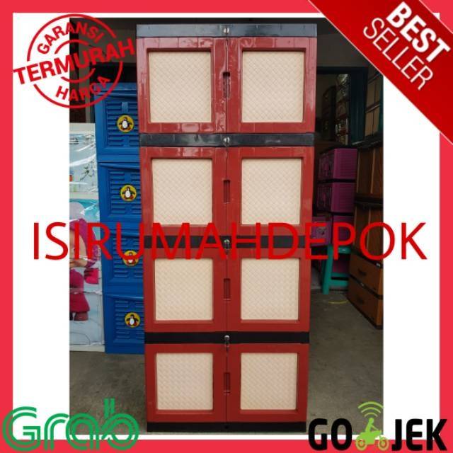 Lemari Pakaian Baju Plastik CORTEZ Tabitha JUMBO 4 Susun FULL KUNCI TerMurah