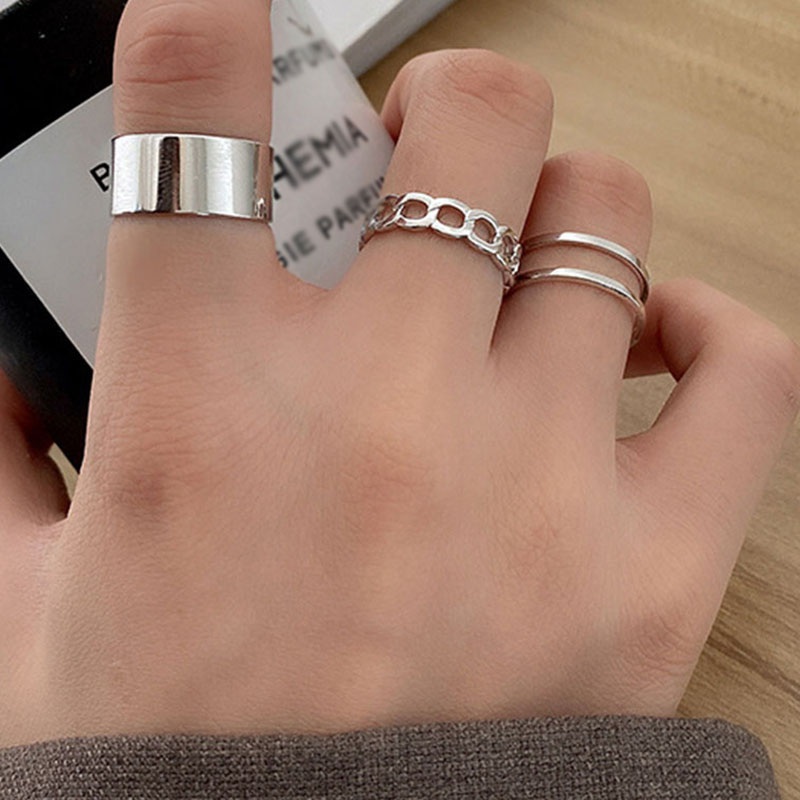 Ring Female Personality Hip Hop Opening Adjustable Cold Wind Niche Retro Ring Hip Hop Suit Ring Three