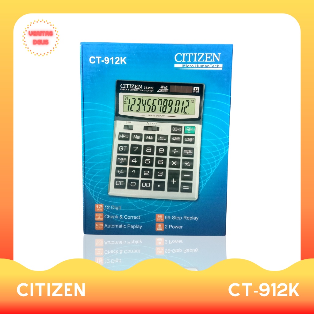 Kalkulator Citizen CT-912K (Gratis 2 buah baterai cadangan)