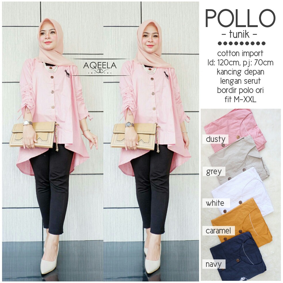 POLO TUNIK MATT COTTON IMPORT BORDIR POLO ORI BY AQEELA