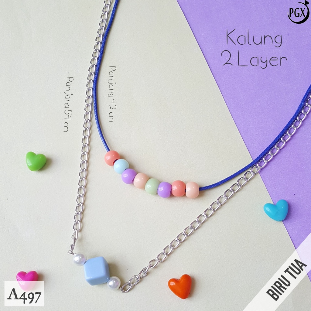 PGX Kalung Wanita Korea Tali / Rantai Multilayer - Kalung Panjang Hijab - Aksesoris Wanita A497