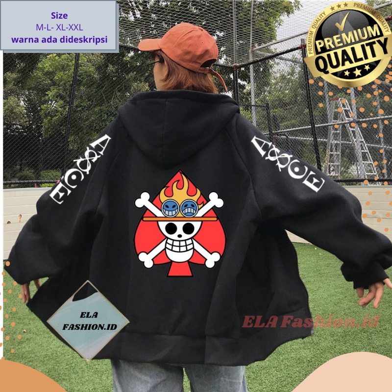 Jaket One PIece Ace Luffy | Jacket Resleting Pria Wanita Anime One Piece