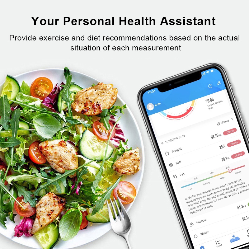 kaikki timbangan badan digital body fat monitor with app smart weight scale timbangan badan ws2