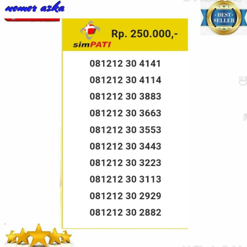 Nomer Cantik Kartu SIMPATI 081212 30 4141 Seri Double AB 4141 Rapih Bsm02