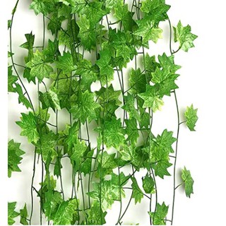 Daun Rambat Plastik Dekorasi Dinding Daun Maple Orange Artifisial