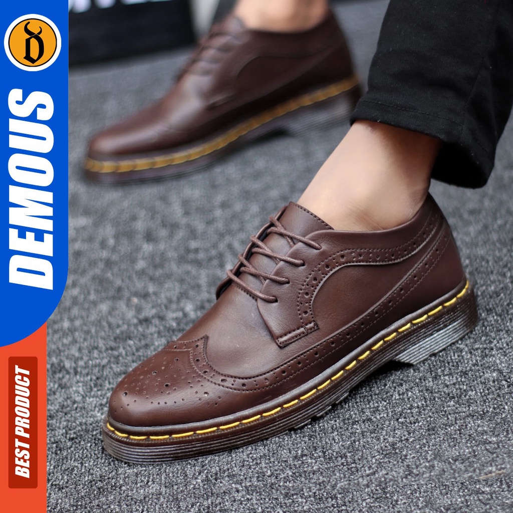 DEMOUS Wingtif - Sepatu Formal Pria Pantofel Kerja Docmart Oxford Original