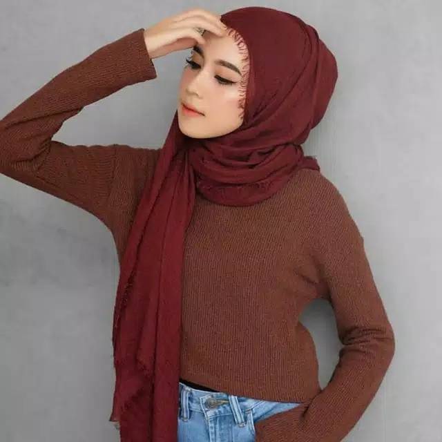 Jilbab Pashmina Cringkle Negro Shawl - Fashion Muslim Hijab Cantik