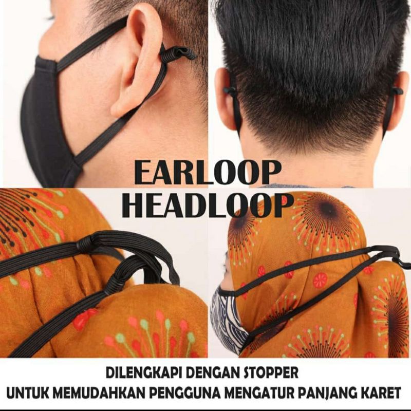 masker kain katun tebal 4ply 3 D + stopper